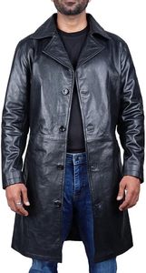 Manteau long en cuir véritable pour homme, fabriqué en usine, nouvelle mode, dernier design, manteau en cuir de haute qualité pour homme - Product Image 4