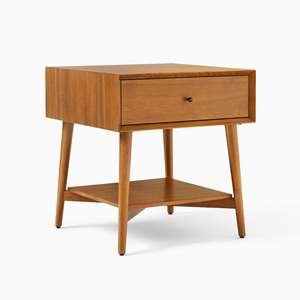 Table d'appoint en teck massif de haute qualité avec finition brune et 1 tiroir pour usage intérieur. - Product Image 2