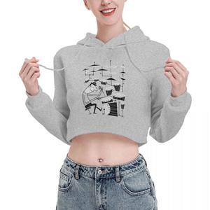 เสื้อฮู้ดครอปท็อปพิมพ์ลายดีไซน์หรูหราทันสมัยสำหรับผู้หญิง สไตล์สตรีทแวร์ พร้อมโลโก้สั่งทำพิเศษ คุณภาพสูง พิมพ์ลายฮิปฮอป - Product Image 1