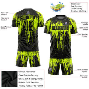 Maillot de football numérique néon vert lime avec graphique personnalisé par sublimation, kit de football fluorescent respirant, ensemble de match pour homme, vêtements de sport - Product Image 6