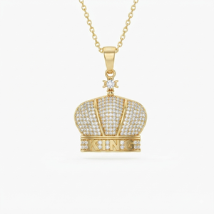 Trendy Unisex 925 solid silver Custom Iced <b>King</b> <b>Crown</b> Statement Necklace lab grown Diamond Pendants Charms Hip Hop Fine Jewelry - Product Image 1