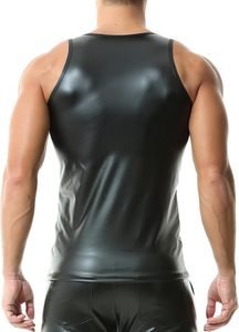 เสื้อกล้ามหนังเทียมผู้ชายทรงโอเวอร์ไซส์ ผ้าฝ้ายคุณภาพสูง เสื้อกล้ามลำลองผู้ชาย  วิธีการถักแบบพิเศษสำหรับผู้ชาย - Product Image 4