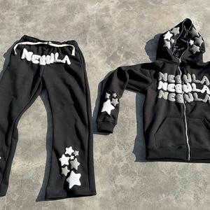 Survêtement personnalisé unisexe à fermeture éclair complète respirant Ensemble sweat à capuche et pantalon de survêtement lourds pour hommes avec survêtement imprimé bouffant - Product Image 2