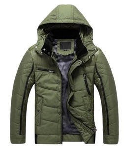 Veste d'hiver matelassée en toile enduite pour homme, style streetwear, col montant, logo frontal, matière légère, vente directe d'usine - Product Image 4