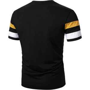 Camiseta a Rayas Personalizada con Logotipo para Hombre, Camiseta Informal de Manga Corta con Bloques de Color, Camiseta de Algodón Transpirable, Camiseta Ajustada de Verano - Product Image 4