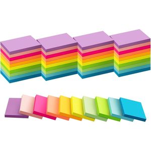(50 Pads) 1.5x2 Self-Stick <b>Sticky</b> <b>Notes</b> 10 Color Recyclable Home Memo Pads Easy Stick Promotional <b>Note</b> Pad - Product Image 1