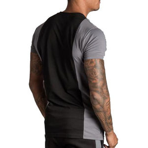 T-shirt Homme Coupe Musclée en Coton Spandex avec Panneaux Contrastants – Vêtement de Sport Ultra-Élastique et Ajusté pour Homme – Vente en Gros - Product Image 3