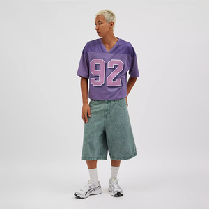 T-shirt décontracté style maillot de football à manches courtes pour homme, respirant, en maille, à rayures et imprimé numéroté, collection Printemps-Été 2026 - Product Image 5