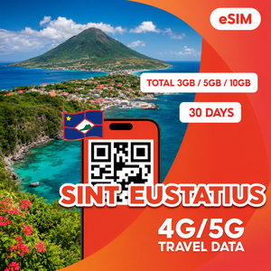 Forfait de données de voyage Sint Eustatius eSIM 4G/5G 3GB 5GB 10GB 30 jours Livraison instantanée par e-mail du code QR - Product Image 1