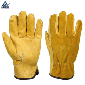 Guantes de Trabajo de Cuero Vacuno de Primera Calidad, Palma de Grano Completo para Máxima Durabilidad, Protección Reforzada, Guantes para Conductor - Product Image 1
