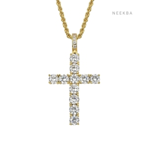 Colgante de Cruz con Piedras de Moissanita en Plata 925 – Pieza de Lujo, Colgante de Cruz con Moissanita Engastada a Mano - Product Image 5