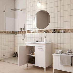 Mobile bagno a doppia anta da 32 pollici con cerniere soft-close, ripiano regolabile e lavabo integrato, montaggio a pavimento per una massima praticità - Product Image 6