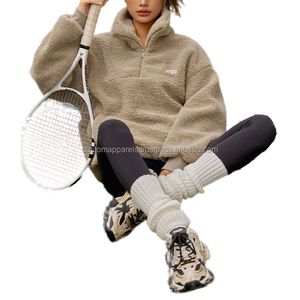 Sweat-shirt personnalisé pour femme, coupe oversize, demi-zip, couleur contrastante, style streetwear, en polaire, col rabattu - Product Image 4