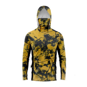 เสื้อตกปลาแขนยาวมีฮู้ดลายดอกไม้สำหรับผู้ชาย UPF 50 แห้งเร็ว ผลิตจากโพลีเอสเตอร์ 100% เสื้อคลุมสำหรับผู้ใหญ่สำหรับกิจกรรมกลางแจ้ง - Product Image 1
