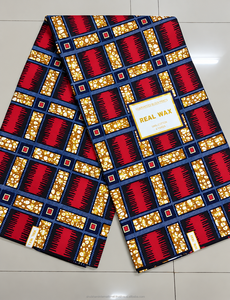 Yellow Brown Geometric Ankara Wax Print Fabric with Modern Grid Pattern for African Dresses and Fashion Wear - Product Image 6