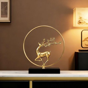 Escultura de Ciervo Dorado con Diseño Circular de Ramas Florales, Adorno de Arte Moderno para Mesa, Decoración para Sala de Estar y Regalo - Product Image 4