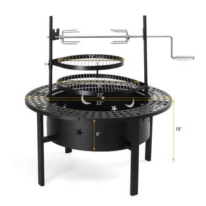 Braciere Moderno da Esterno da 33 Pollici con 2 Zone di Cottura Girevoli, Braciere a Legna con Piano Rimovibile per Giardino e Patio - Product Image 2