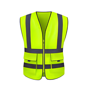 Chaleco de Seguridad para Construcción, Alta Visibilidad, Reflectante, Poliéster, Unisex, Naranja, Amarillo, Verde Lima, Rosa, Azul, Negro, Bolsillos de Malla, Cierre de Cremallera - Product Image 1