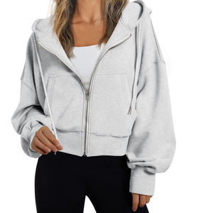 Custom Women Cropped Hoodie Pullover Fleece Sweatshirt Casual Fitness Streetwear Front Custom Color OEM ODM Private Label - Product Image 1