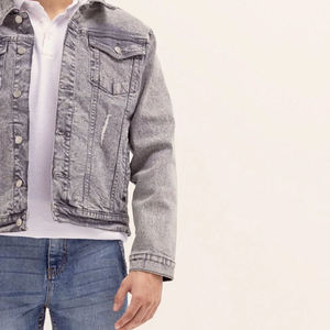 Veste en jean délavé pour homme, coupe droite, simple boutonnage, col rabattu, décontractée, en coton, pour l'automne - Product Image 5
