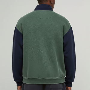 Sweat-shirt en molleton à col zippé pour homme avec logo brodé personnalisé, couleur unie, coupe classique, décontracté, pour l'automne, col rond, tricoté - Product Image 5