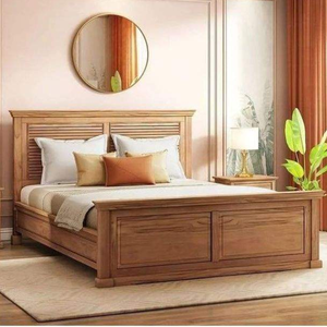 Juego de dormitorio de madera de teca más vendido de la marca de muebles más popular, juegos de cama minimalistas para hoteles, villas y apartamentos. - Product Image 1