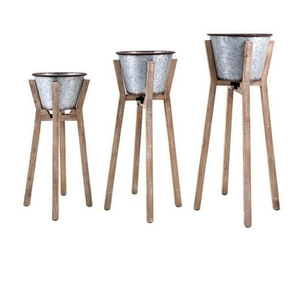 Ensemble de 3 pots à fleurs en métal noir avec revêtement poudré, décoration de jardin et de pépinière, pot en métal pour la décoration de jardin - Product Image 3