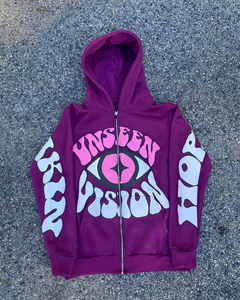 High Quality Custom Logo 3D Puff Print Heavy Weight Thick Zip up Hoodies 100% Cotton Streetwear Mens Oversized Hoodie OEM Size - Product Image 3