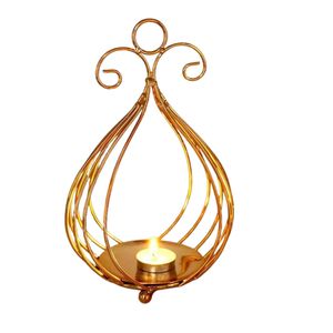 Luxury Gold Metal Wire <b>Tealight</b> Candle Holder Hanging Iron <b>Lantern</b> Geometric Shape Votive Candlestick for Wedding Table DecOR - Product Image 1