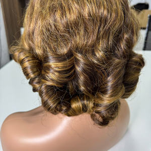 Precio al por mayor 100% Raw Virgin Vietnamese Human Lace Peluca Trama Bouncy Curl Piano Ginger Color Super Double Drawn Extensiones de cabello - Product Image 3