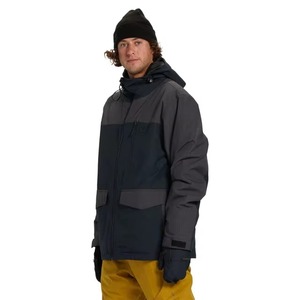 Men Ski & Snowboarding <b>Waterproof</b> Windbreaker <b>Jacket</b> Navy Blue Charcoal <b>Grey</b> Hooded Color Block Full Zip Flap Pockets Insulated - Product Image 5