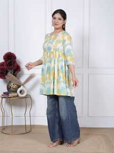 Haut tendance pour femmes, imprimé floral multicolore, style peplum court, pour le bureau, l'université ou le quotidien. - Product Image 4