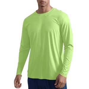 Camiseta de Manga Corta para Hombre, Cuello Redondo, Color Sólido, Secado Rápido, Transpirable, Tejido de Punto, Spandex/Poliéster, Corte Casual, Largo Regular, Verde - Product Image 1