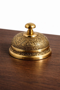 Cloche de service de restaurant plaquée argent de qualité supérieure, ornée de motifs floraux en relief, pour hôtel, réception, café, comptoir, hôtellerie - Product Image 5