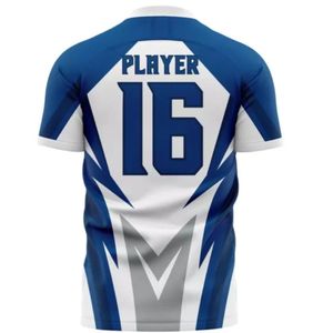 Ensemble de maillots de football bleu roi et blanc, uniforme de football personnalisé, vêtements de sport respirants pour équipe, maillot en polyester performant, OEM - Product Image 2