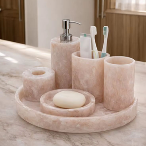Juego de baño de resina de primera calidad NEHA ENTERPRISES, accesorios modernos para baño con dispensador de jabón y bandeja. - Product Image 4