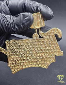 Pendentif personnalisé avec nom, serti de moissanite certifiée GIA, plaqué or, collier hip-hop, bijoux de déclaration bling-bling - Product Image 4
