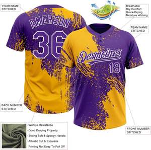 เสื้อเบสบอลแบบสั่งทำ 2 กระดุม พิมพ์ลายแบบ Sublimation สำหรับทีม ระบายเหงื่อได้ดี ชุดกีฬา เสื้อเบสบอล - Product Image 5