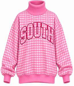 Sudadera de cuello alto de algodón polar personalizada al por mayor para mujer, con estampado de letras y bordado, informal, holgada, para invierno - Product Image 5