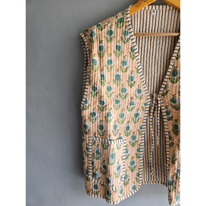 Chaleco acolchado de algodón para mujer, sin mangas, con estampado floral, estilo bohemio, con bolsillos, para verano, ideal para regalo. - Product Image 2