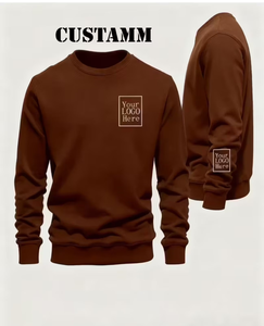 CUSTAMM Men's Custom Logo Crewneck Sweatshirt Regular Fit 100% Cotton French Terry Fleece Breathable Pullover Spring Casual - Product Image 1