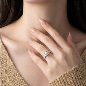 Usine directe 18k or blanc massif 0.41CT diamant naturel bijoux fins classique Semi monture bague de fiançailles femmes - Product Image 3