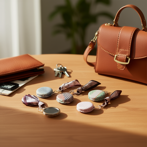 Specchietto Cosmetico Z Circolare da 7,3 cm con Portachiavi e Foulard in Seta, 2 Pezzi per Colore - Product Image 3