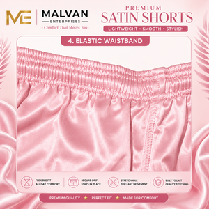 Shorts en satin rose pour homme avec empiècements latéraux blancs, cordon de serrage, taille élastique, décontracté, respirant, séchage rapide, personnalisable, pour le sport, la gym et l'extérieur - Product Image 4