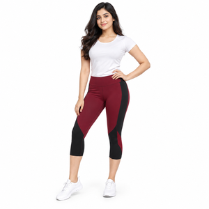 Women <b>Capri</b> <b>Legging</b> Made With Soft Stretch Fabric Lightweight Design High Waist Construction Breathable Structure Comfortable - Product Image 1