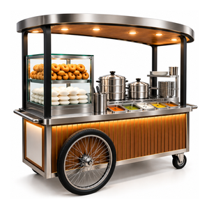 Carrito de Comida Móvil de Acero Inoxidable con Triple Eje para Idli y Vada, con Vaporera y Exhibidor de Vidrio Resistente a la Oxidación - Product Image 1