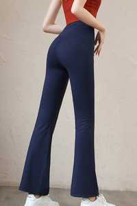 Wholesale Custom Mid Waist Skinny Fit Fleece <b>Flare</b> Yoga Pants Breathable Stretchy Workout <b>Leggings</b> Solid - Product Image 4