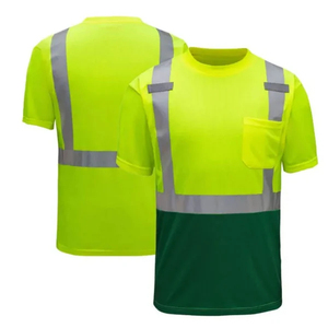 High Visibility Safety T-Shirt <b>Yellow</b> Polyester Reflective Stripes Short Sleeve Wind-proof O-Neck Work Apparel for Men's - Product Image 6