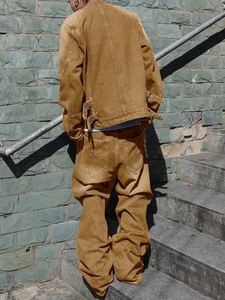 Ensemble streetwear de qualité supérieure pour homme, personnalisé, en denim brut délavé bleu, veste et jean baggy, pour l'hiver - Product Image 2