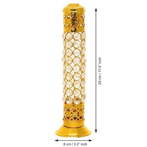Brûleur d'encens en laiton doré avec perles de cristal et motif filigrané pour l'aromathérapie religieuse - Product Image 3